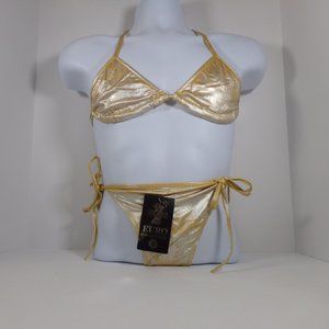 NWT Euro Swim-Wear Gold W/ Yellow Accent Bikini LG